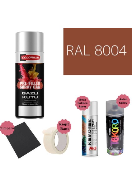 400 ml Doldurulmuş Selülozik Mat Sprey Boya + Astar + Boya Sökücü Set Ral