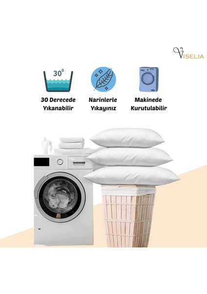 Yastık Silikon Elyaf 4 Adet Antibakteriyel Dolgu Uyku Yastığı Pamuklu Dikişli Kılıf 900 gr.