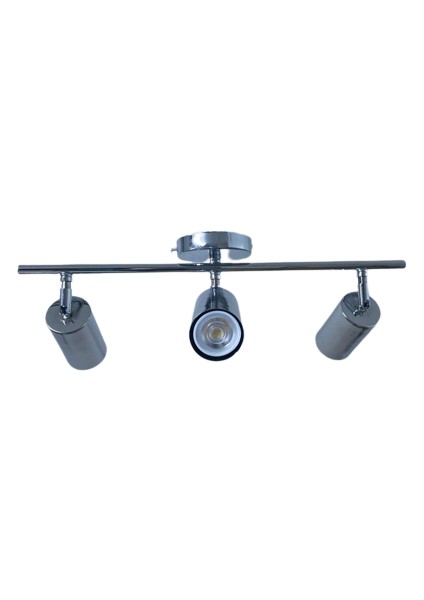 Metal Modern 3 Lü Krom Kaplama LED Spot Avize Beyaz Ampullü