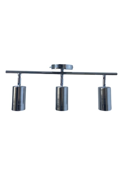Metal Modern 3 Lü Krom Kaplama LED Spot Avize Beyaz Ampullü