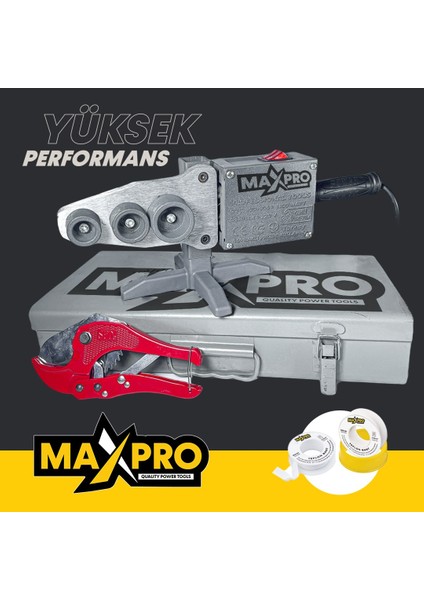 Max Pro Çift Residanslı 1800 W Makaslı Pprc Plastik Boru Kaynak Makinesi Çantalı Teflon