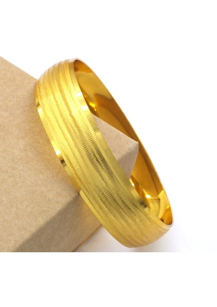 Altın Kaplama Düz Çizgili 1.5 cm Bilezik BLZ-3057 fiyatları