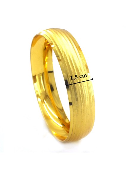 Altın Kaplama Düz Çizgili 1.5 cm Bilezik BLZ-3057 fırsatları