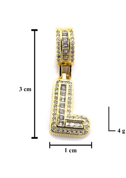Altın Kaplama Zirkon Taşlı L Harfli Kolye Ucu TGR-526