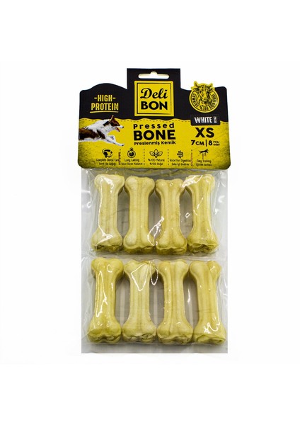 Deri Köpek Çiğneti Pres Kemik 8X7CM Beyaz