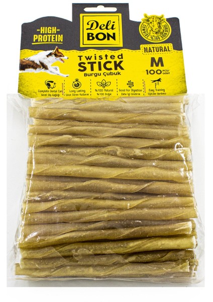 Deri Kalın Burgu Çubuk 100 Adet Natural