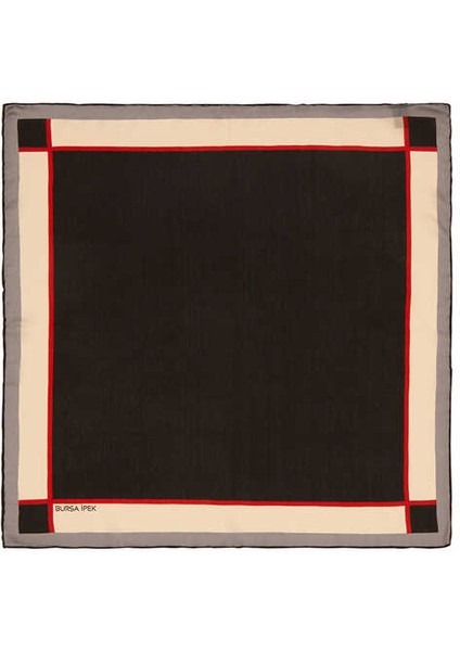 Siyah Geniş Bordürlü Düz Ipek Mendil