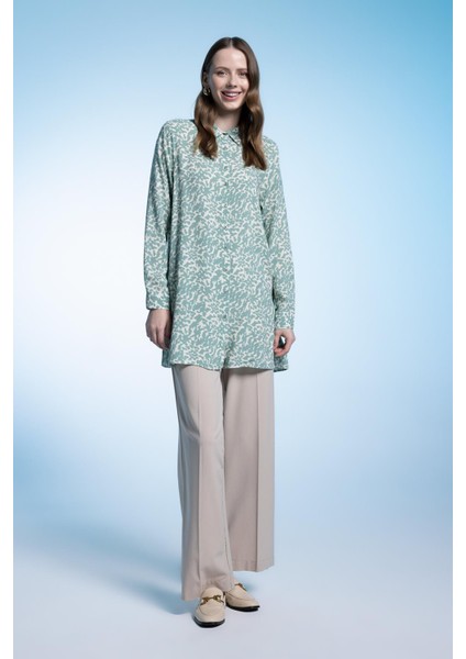 Regular Fit Gömlek Yaka Baskılı Uzun Kollu Tunik Z5833AZ23SP