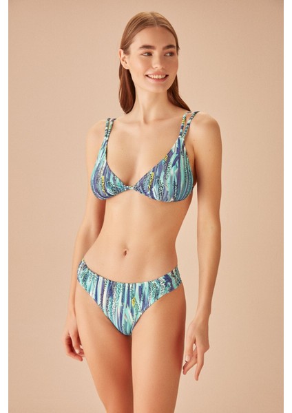 Yanı Pileli Desenli Bikini Alt fiyatları