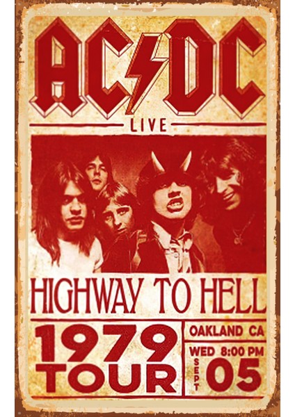 Ac&dc 1979 Duvar Tablosu Retro Ahşap Poster