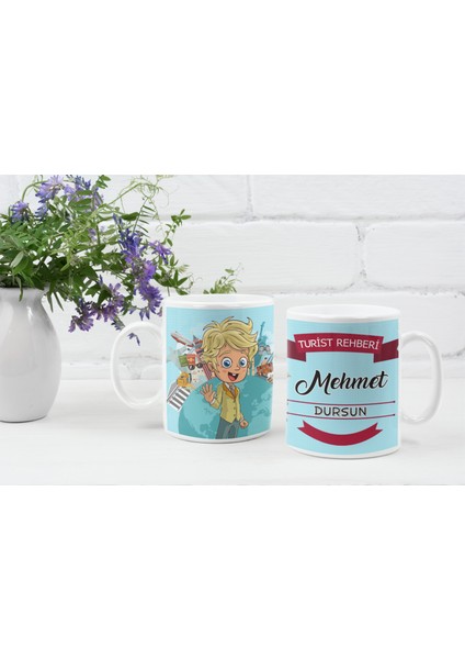 Kişiye Özel Isim Yazılı Turist Rehberi Özel Baskı Meslek Kupa Bardak