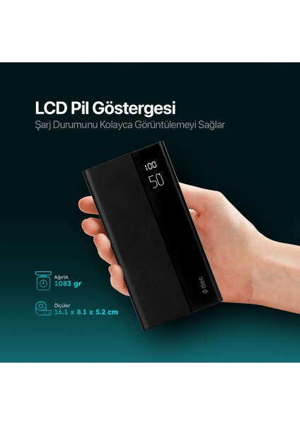 Recharger Mega LCD 50.000 Mah Pd 20W Taşınabilir Hızlı Şarj Aleti / Powerbank