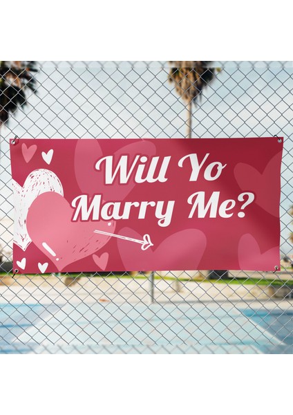 New Jargon Evlilik Teklifi Will You Marry Me Pembe Kalpli Afiş Pankart