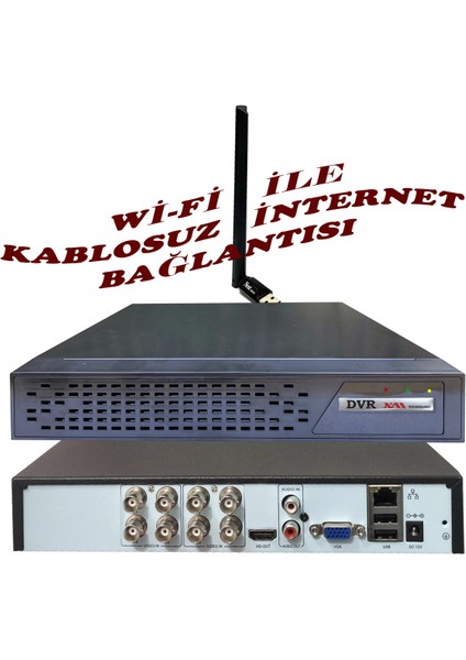 8 Kanal Wi-Fi Den Internete Bağlanan 5 Mp H265+ Hıbrıt Araç, Insan ve Yüz Tanımalı Xmeye Kayıt Cihazı_bs Ad 9008XMEYE
