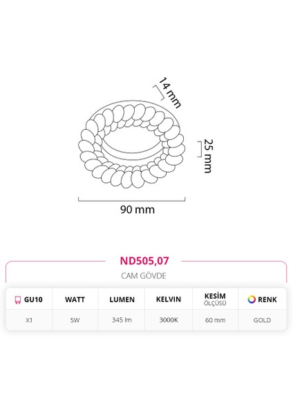 Sıva Altı Cam Spot Gold ND505