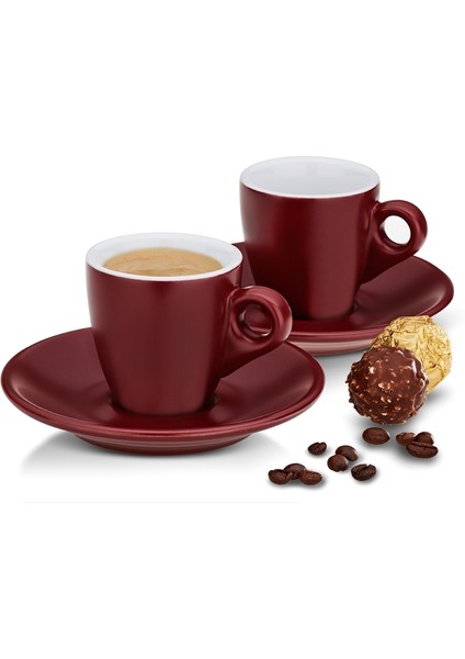 Mattia Espresso Fincan Seti 2'li 50 ml Kırmızı