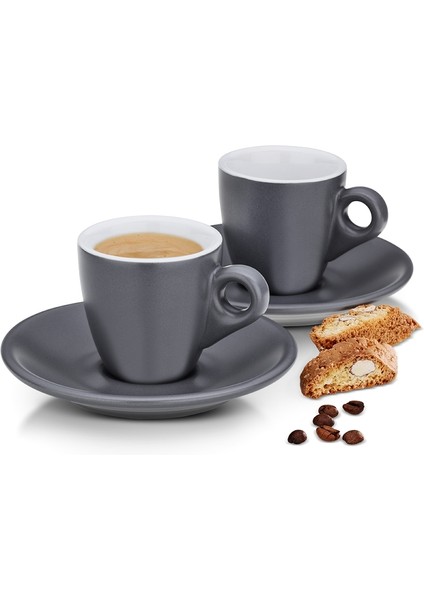 Mattia Espresso Fincan Seti 2'li 50 ml Gri