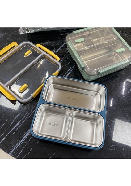 Vagon Çelik Hazneli Kare Yemek Taşıma Kabı Yeşil BL50350-3