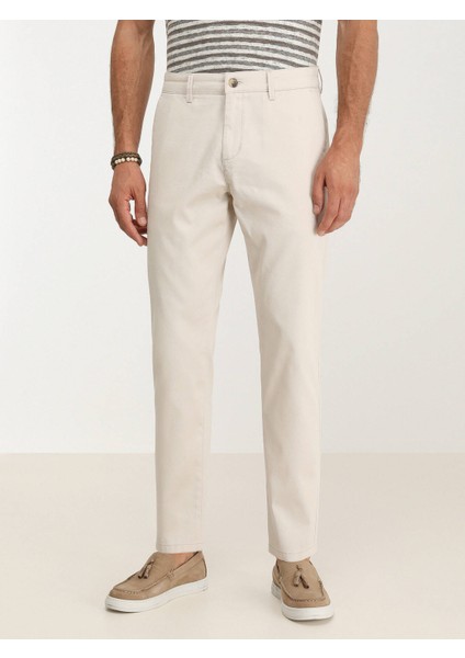 Bej Dokuma Slim Fit Casual Pamuk Karışımlı Pantolon modelleri