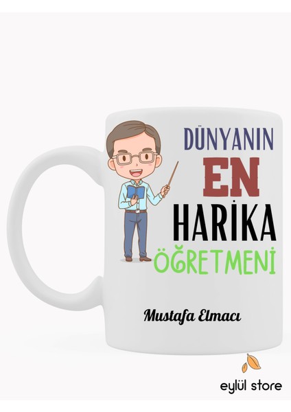 Dünyanın En Harika Öğretmeni Kişiye Özel İsim Yazılı Baskılı Kupa Bardak-Öğretmenler Günü Hediyesi