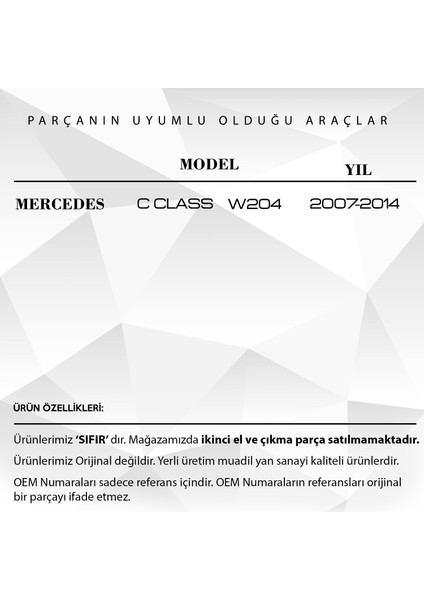 Mercedes C Class W204 Için Port Bagaj Bağlantı Tavan Çıta Kapağı