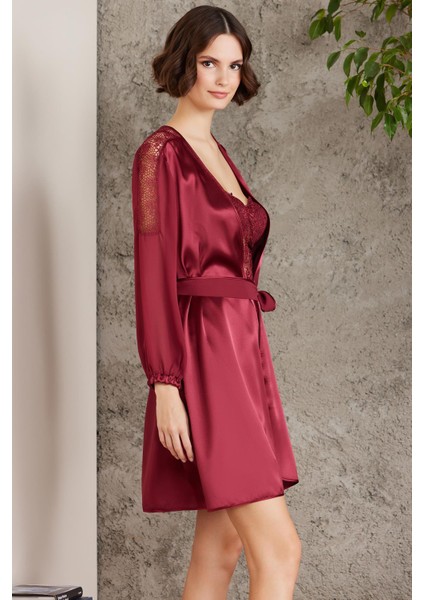 Saten Gecelik Sabahlık Pijama Takım Şort Takım 6'lı Gelin Çeyiz Seti - 6005 fiyatları