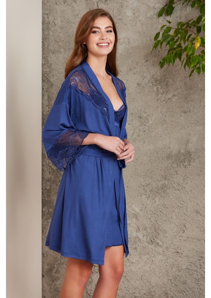 Saten Dantelli Gecelik & Sabahlık Takım - 4010 fiyatları