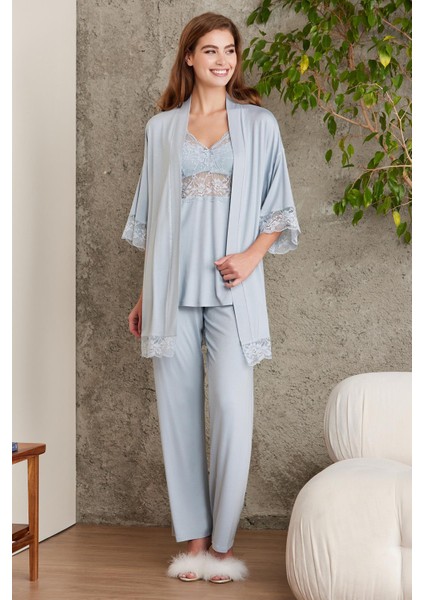 Dantelli Penye 3'lü Kadın Pijama Takımı 2810 fiyatları