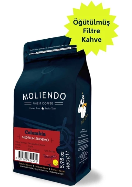 Moliendo Colombia Medellin Supremo Yöresel Kahve ( Öğütülmüş Filtre Kahve ) 250 g