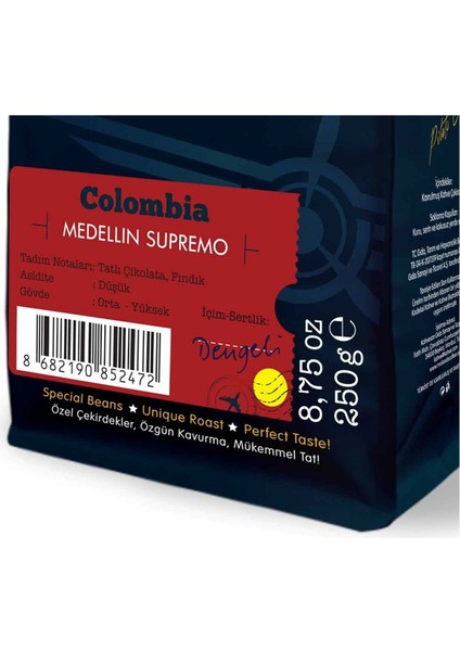 Moliendo Colombia Medellin Supremo Yöresel Kahve (Çekirdek Kahve) 250 g