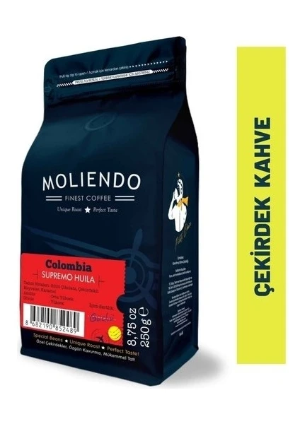 Moliendo Colombia Supremo Huila Yöresel Kahve (Çekirdek Kahve) 250 g