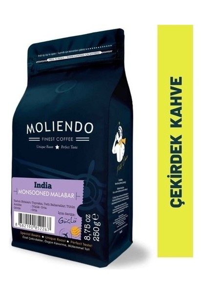 Moliendo India Monsooned Malabar Yöresel Kahve (Çekirdek Kahve) 250 g
