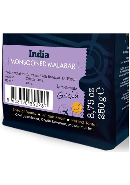Moliendo India Monsooned Malabar Yöresel Kahve (Çekirdek Kahve) 250 g