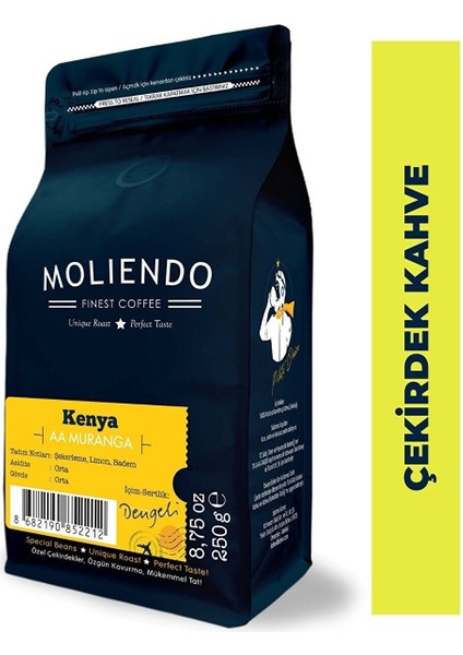Moliendo Kenya AA Muranga Yöresel Kahve (Çekirdek Kahve ) 250 g