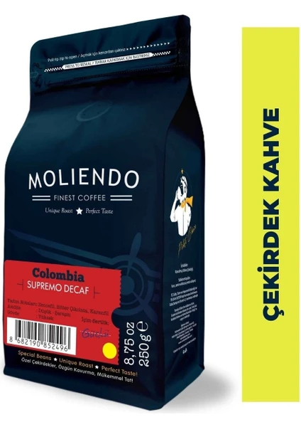 Moliendo Colombia Supremo Decaf (Kafeinsiz) Yöresel Kahve (Çekirdek Kahve) 250 g