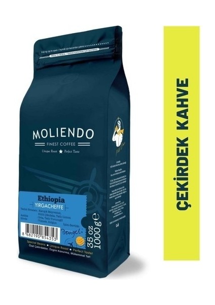 Moliendo Ethiopia Yirgacheffe Yöresel Kahve (Çekirdek Kahve) 1000 g