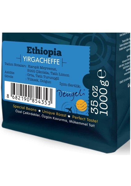 Moliendo Ethiopia Yirgacheffe Yöresel Kahve (Çekirdek Kahve) 1000 g