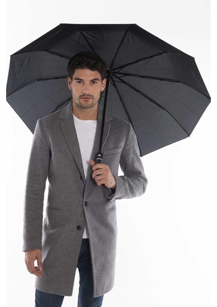 Silver Series Tam Otomatik Deri Baston Erkek Şemsiye fırsatları