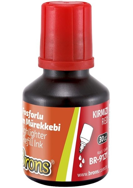 Fosforlu Kalem Mürekkebi Kırmızı 30 ml 1 Adet Brons Işaret Kalemi Mürekkebi 1 Adet