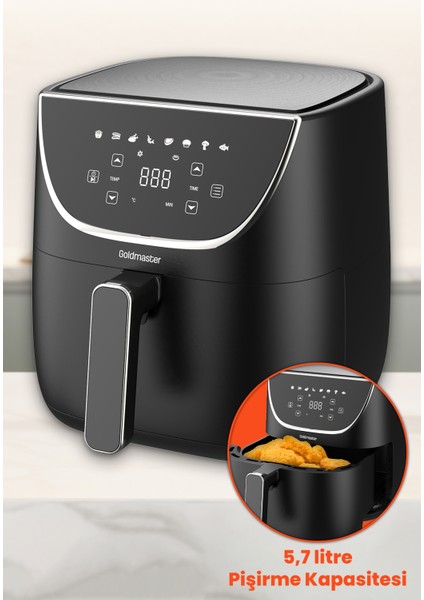 Blackfry 1700 Watt Dijital Dokunmatik 8 Ön Programlı 5.7 Litre Airfryer Yağsız Kızartma Sıcak Hava Fritöz