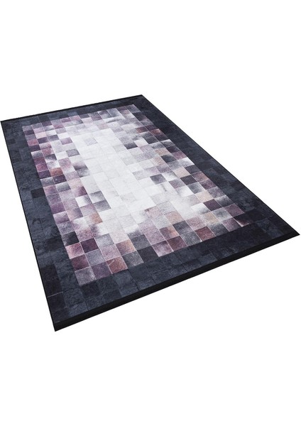 Deri Patchwork Desenli Dijital Baskılı Pamuk Taban Yıkanabilir Halı