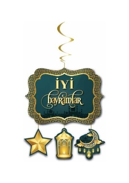Iyi Bayramlar Kaligrafi 4lü Asmalı Tavan Süs Iyi Bayramlar Flama Iyi Bayramlar Zikzak Banner ve LED