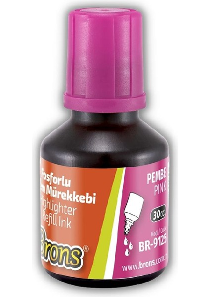 Fosforlu Kalem Mürekkebi Pembe 30 ml 1 Adet Brons Işaret Kalemi Mürekkebi 1 Adet