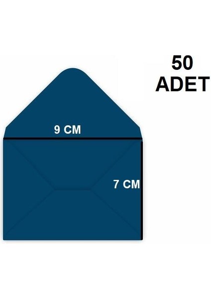 50 Adet Mavi Renkli Küçük Zarf 7x9