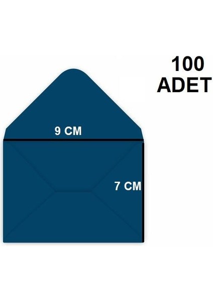 100 Adet Mavi Renkli Küçük Zarf 7x9