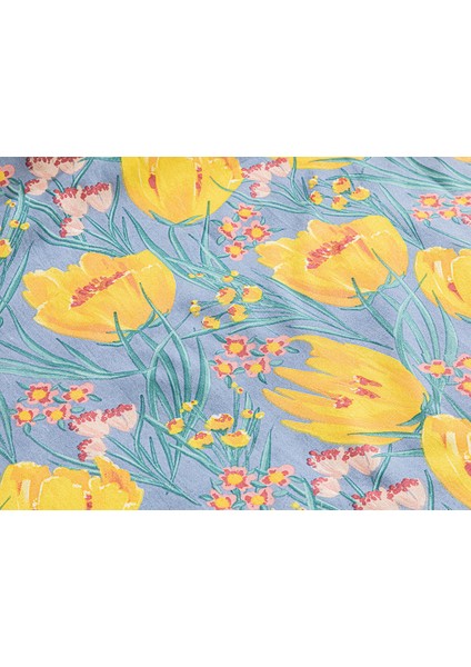 Tulip Paradise Kolay Ütülenir Tek Kişilik Nevresım 160 x 220 cm Mavi
