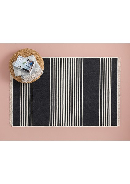 Royal Blend Dokuma Kilim 80 x 150 cm Krem Siyah