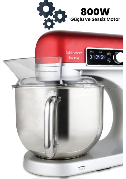 Ceo Chef Dokunmatik Ekran 6 Litre 12 Kademe Darbeli Hız Ayarlı Çırpma Karıştırma Yoğurma Stand Mikser Mutfak Şefi