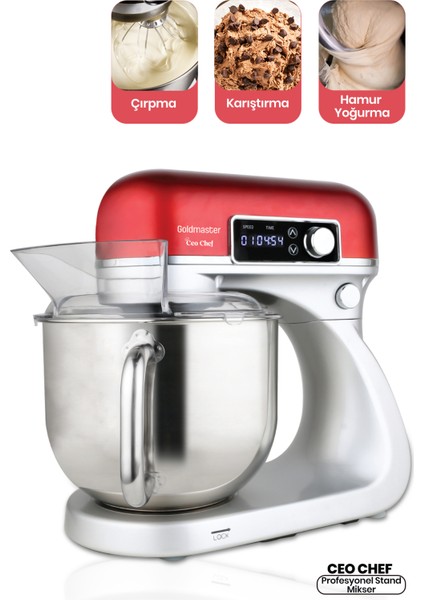 Ceo Chef Dokunmatik Ekran 6 Litre 12 Kademe Darbeli Hız Ayarlı Çırpma Karıştırma Yoğurma Stand Mikser Mutfak Şefi