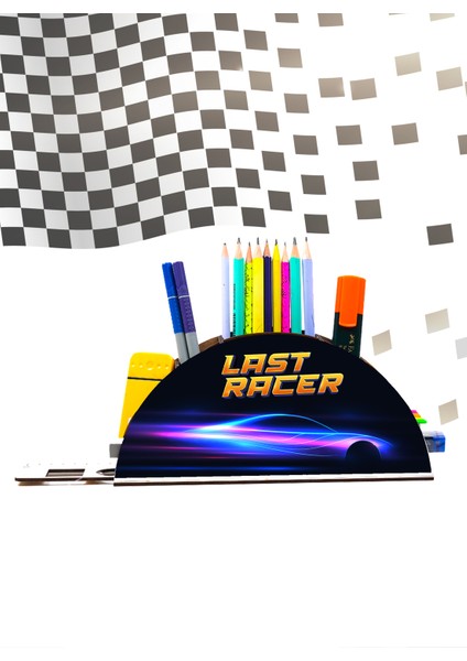 Ahşap Vip Lastracer Gökkuşağı Cetvelli Masaüstü Kalemlik Çocuklar Için Organizer NOTPAVIP118